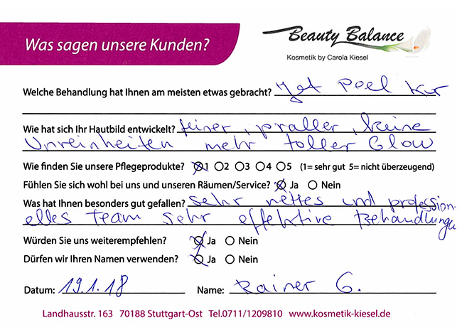 Referenzkarte Rainer G. - kosmetik-studio-stuttgart-carola-kiesel-beauty-balance