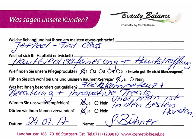 Referenzkarte S. Bühner - kosmetik-studio-stuttgart-carola-kiesel-beauty-balance