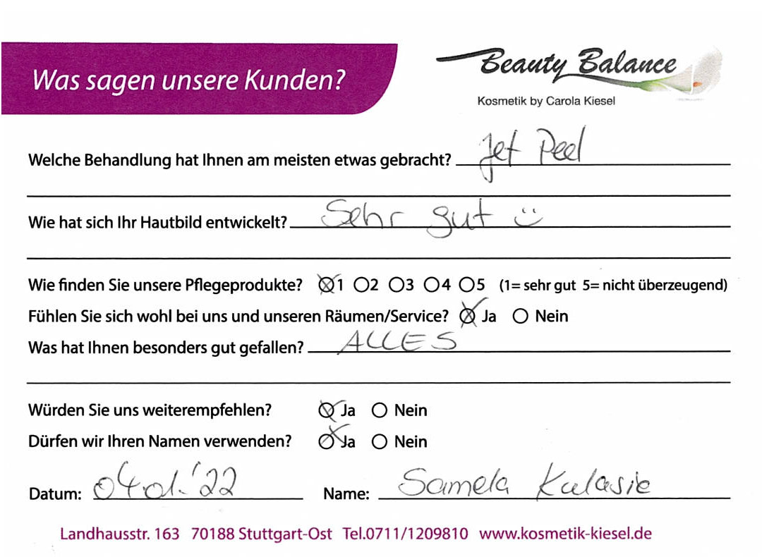 Referenzkarte Kalasie Samela -kosmetik-studio-carola-kiesel-stuttgart-beauty-balance